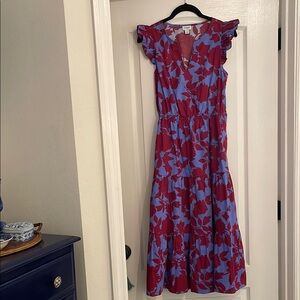 J. Crew Floral Blue and Red Women's Dress